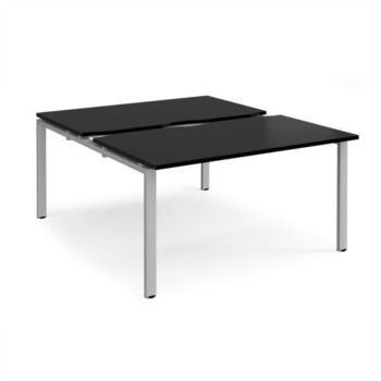 Adapt sliding top back to back desks 1400mm x 1600mm - silver frame black top - STE1416-S-BK