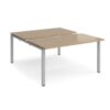 Adapt sliding top back to back desks 1400mm x 1600mm - silver frame Kendal Oak Top - STE1416-S-KO