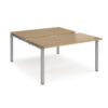 Adapt sliding top back to back desks 1400mm x 1600mm - silver frame Oak Top - STE1416-S-O