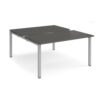 Adapt sliding top back to back desks 1400mm x 1600mm - silver frame storm grey top - STE1416-S-OG