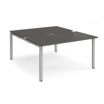 Adapt sliding top back to back desks 1400mm x 1600mm - silver frame storm grey top - STE1416-S-OG