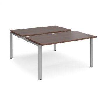Adapt sliding top back to back desks 1400mm x 1600mm - silver frame Walnut top - STE1416-S-W
