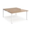 Adapt sliding top back to back desks 1400mm x 1600mm - white frame Beech top - STE1416-WH-B