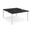 Adapt sliding top back to back desks 1400mm x 1600mm - white frame black top - STE1416-WH-BK