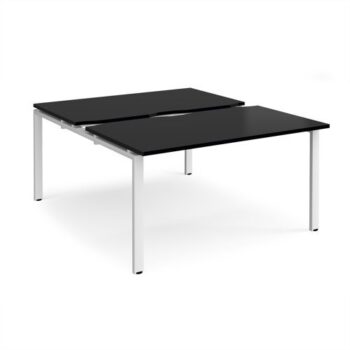 Adapt sliding top back to back desks 1400mm x 1600mm - white frame black top - STE1416-WH-BK