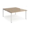 Adapt sliding top back to back desks 1400mm x 1600mm - white frame Kendal Oak Top - STE1416-WH-KO