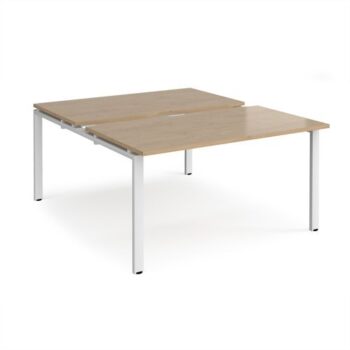 Adapt sliding top back to back desks 1400mm x 1600mm - white frame Kendal Oak Top - STE1416-WH-KO