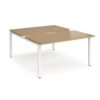 Adapt sliding top back to back desks 1400mm x 1600mm - white frame Oak Top - STE1416-WH-O