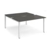 Adapt sliding top back to back desks 1400mm x 1600mm - white frame storm grey top - STE1416-WH-OG