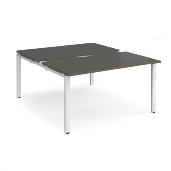 Adapt sliding top back to back desks 1400mm x 1600mm - white frame storm grey top - STE1416-WH-OG
