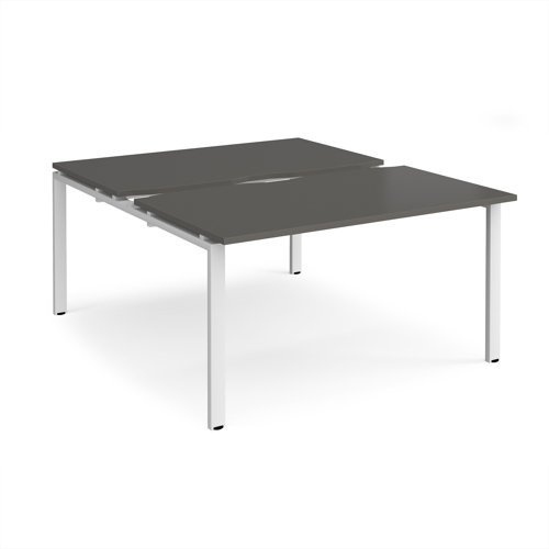Adapt sliding top back to back desks 1400mm x 1600mm - white frame storm grey top - STE1416-WH-OG