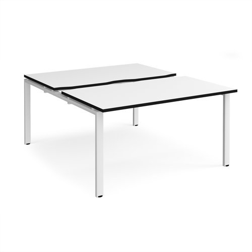 Adapt sliding top back to back desks 1400mm x 1600mm - white frame White Top black edge - STE1416-WH-WK