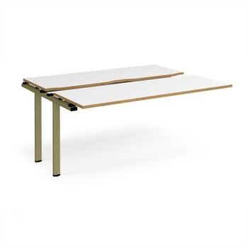 Adapt sliding top add on unit single 1600mm x 1200mm - green frame White Top oak edge - STE1612-AB-GN-WO
