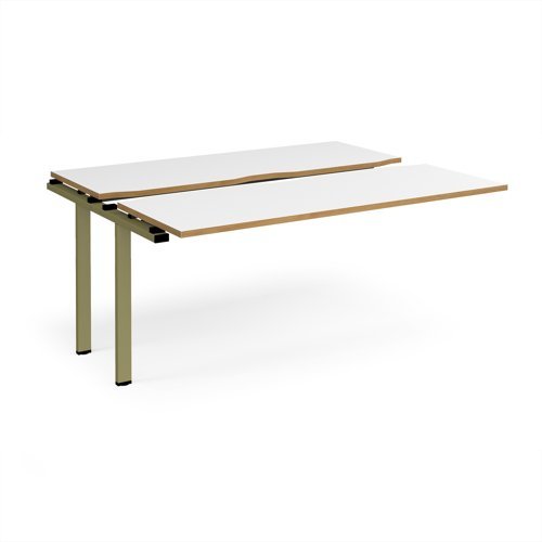 Adapt sliding top add on unit single 1600mm x 1200mm - green frame White Top oak edge - STE1612-AB-GN-WO