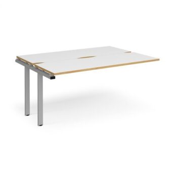 Adapt sliding top add on unit single 1600mm x 1200mm - silver frame White Top with oak edging - STE1612-AB-S-WO