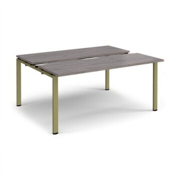 Adapt sliding top back to back desks 1600mm x 1200mm - green frame Grey Oak Top - STE1612-GN-GO
