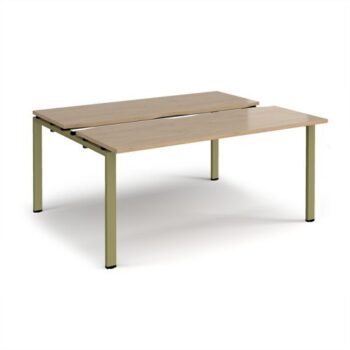 Adapt sliding top back to back desks 1600mm x 1200mm - green frame Kendal Oak Top - STE1612-GN-KO