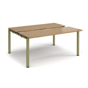 Adapt sliding top back to back desks 1600mm x 1200mm - green frame Oak Top - STE1612-GN-O