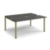 Adapt sliding top back to back desks 1600mm x 1200mm - green frame storm grey top - STE1612-GN-OG