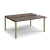 Adapt sliding top back to back desks 1600mm x 1200mm - green frame Walnut top - STE1612-GN-W