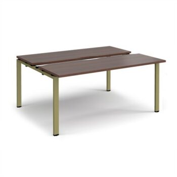 Adapt sliding top back to back desks 1600mm x 1200mm - green frame Walnut top - STE1612-GN-W