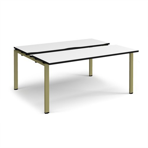 Adapt sliding top back to back desks 1600mm x 1200mm - green frame White Top black edge - STE1612-GN-WK