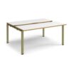 Adapt sliding top back to back desks 1600mm x 1200mm - green frame White Top oak edge - STE1612-GN-WO