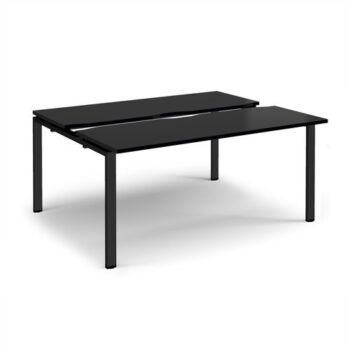 Adapt sliding top back to back desks 1600mm x 1200mm - black frame black top - STE1612-K-BK