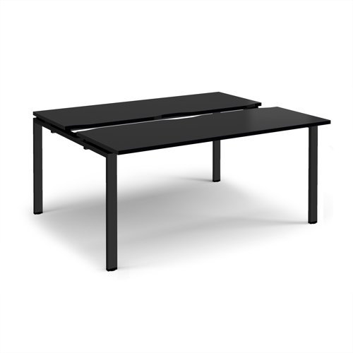 Adapt sliding top back to back desks 1600mm x 1200mm - black frame black top - STE1612-K-BK