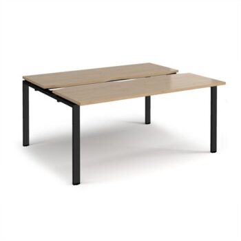 Adapt sliding top back to back desks 1600mm x 1200mm - black frame Kendal Oak Top - STE1612-K-KO