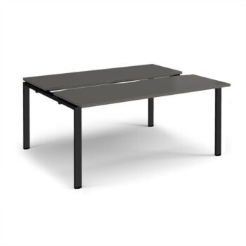 Adapt sliding top back to back desks 1600mm x 1200mm - black frame storm grey top - STE1612-K-OG