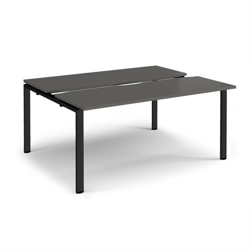 Adapt sliding top back to back desks 1600mm x 1200mm - black frame storm grey top - STE1612-K-OG