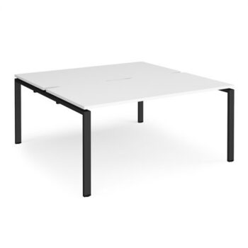 Adapt sliding top back to back desks 1600mm x 1200mm - black frame White Top - STE1612-K-WH