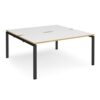 Adapt sliding top back to back desks 1600mm x 1200mm - black frame White Top with oak edging - STE1612-K-WO