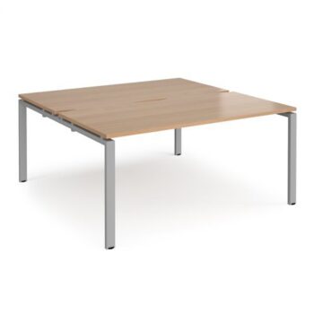 Adapt sliding top back to back desks 1600mm x 1200mm - silver frame Beech top - STE1612-S-B