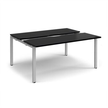 Adapt sliding top back to back desks 1600mm x 1200mm - silver frame black top - STE1612-S-BK