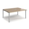 Adapt sliding top back to back desks 1600mm x 1200mm - silver frame Kendal Oak Top - STE1612-S-KO