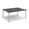 Adapt sliding top back to back desks 1600mm x 1200mm - silver frame storm grey top - STE1612-S-OG