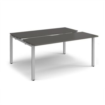 Adapt sliding top back to back desks 1600mm x 1200mm - silver frame storm grey top - STE1612-S-OG