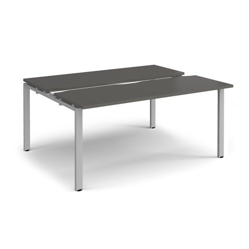 Adapt sliding top back to back desks 1600mm x 1200mm - silver frame storm grey top - STE1612-S-OG