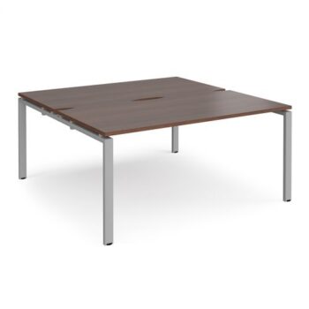 Adapt sliding top back to back desks 1600mm x 1200mm - silver frame Walnut top - STE1612-S-W