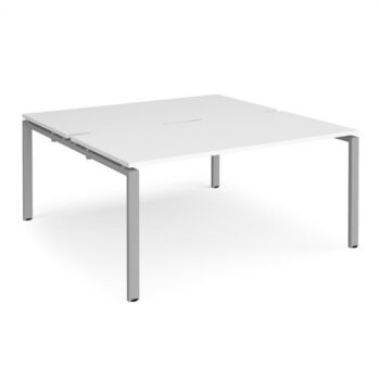 Adapt sliding top back to back desks 1600mm x 1200mm - silver frame White Top - STE1612-S-WH