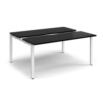 Adapt sliding top back to back desks 1600mm x 1200mm - white frame black top - STE1612-WH-BK
