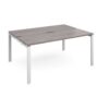 Adapt sliding top back to back desks 1600mm x 1200mm - white frame Grey Oak Top - STE1612-WH-GO