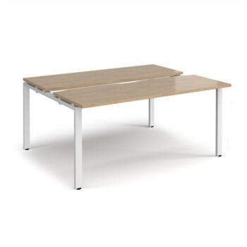 Adapt sliding top back to back desks 1600mm x 1200mm - white frame Kendal Oak Top - STE1612-WH-KO