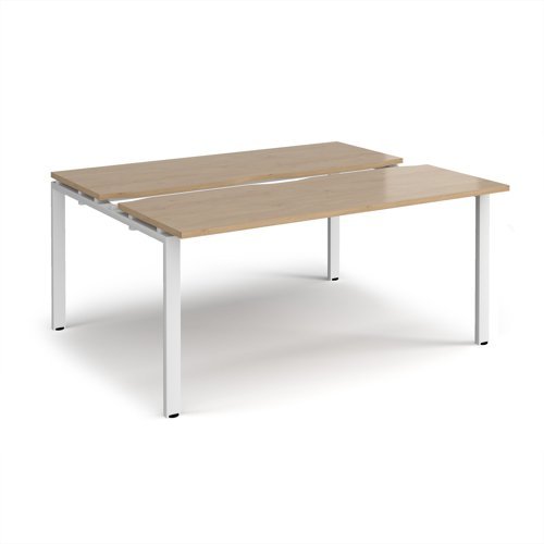 Adapt sliding top back to back desks 1600mm x 1200mm - white frame Kendal Oak Top - STE1612-WH-KO