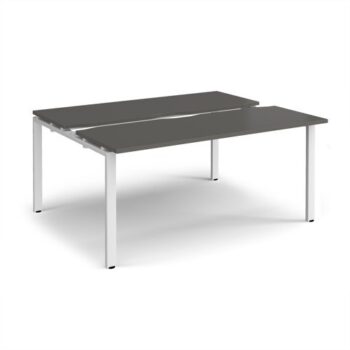 Adapt sliding top back to back desks 1600mm x 1200mm - white frame storm grey top - STE1612-WH-OG