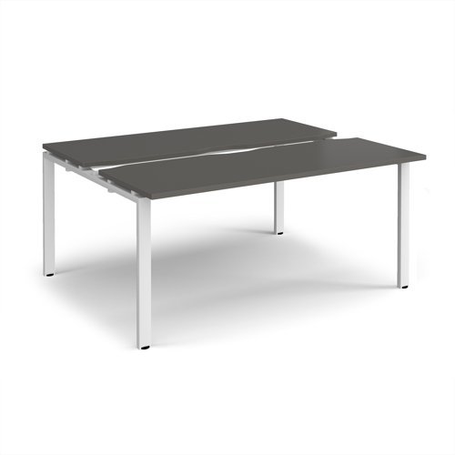 Adapt sliding top back to back desks 1600mm x 1200mm - white frame storm grey top - STE1612-WH-OG