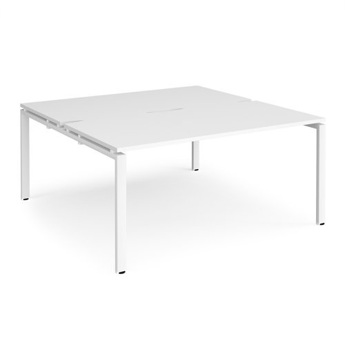 Adapt sliding top back to back desks 1600mm x 1200mm - white frame White Top - STE1612-WH-WH