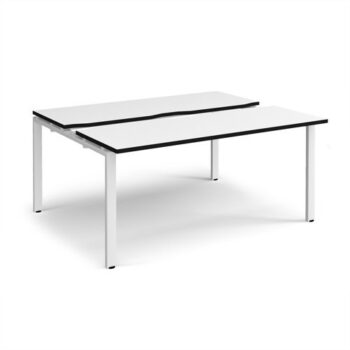 Adapt sliding top back to back desks 1600mm x 1200mm - white frame White Top black edge - STE1612-WH-WK